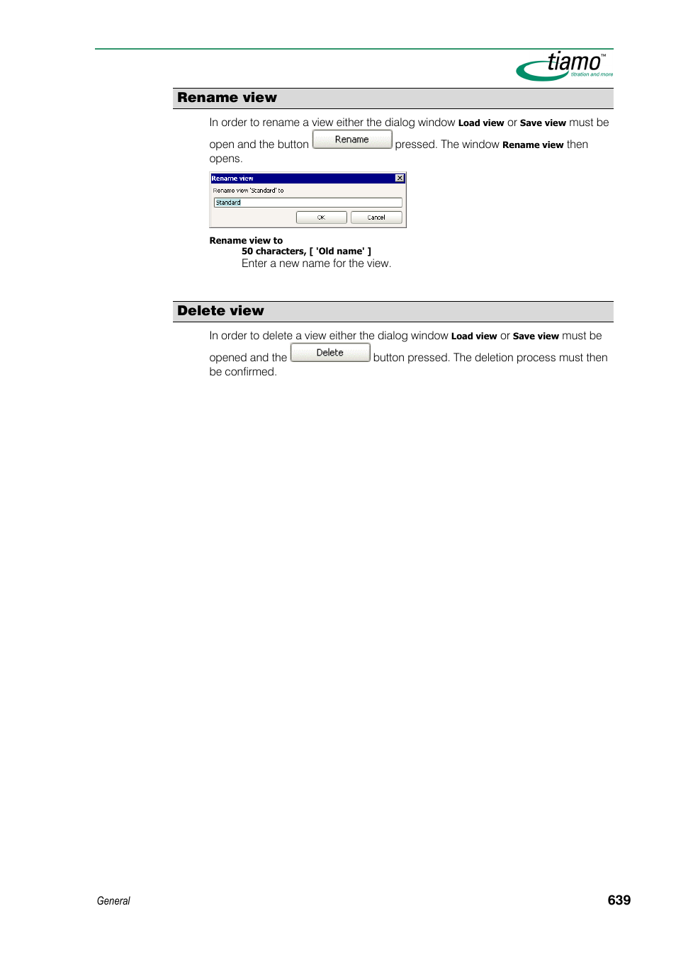 Rename view, Delete view | Metrohm tiamo 1.3 Manual User Manual | Page 665 / 893