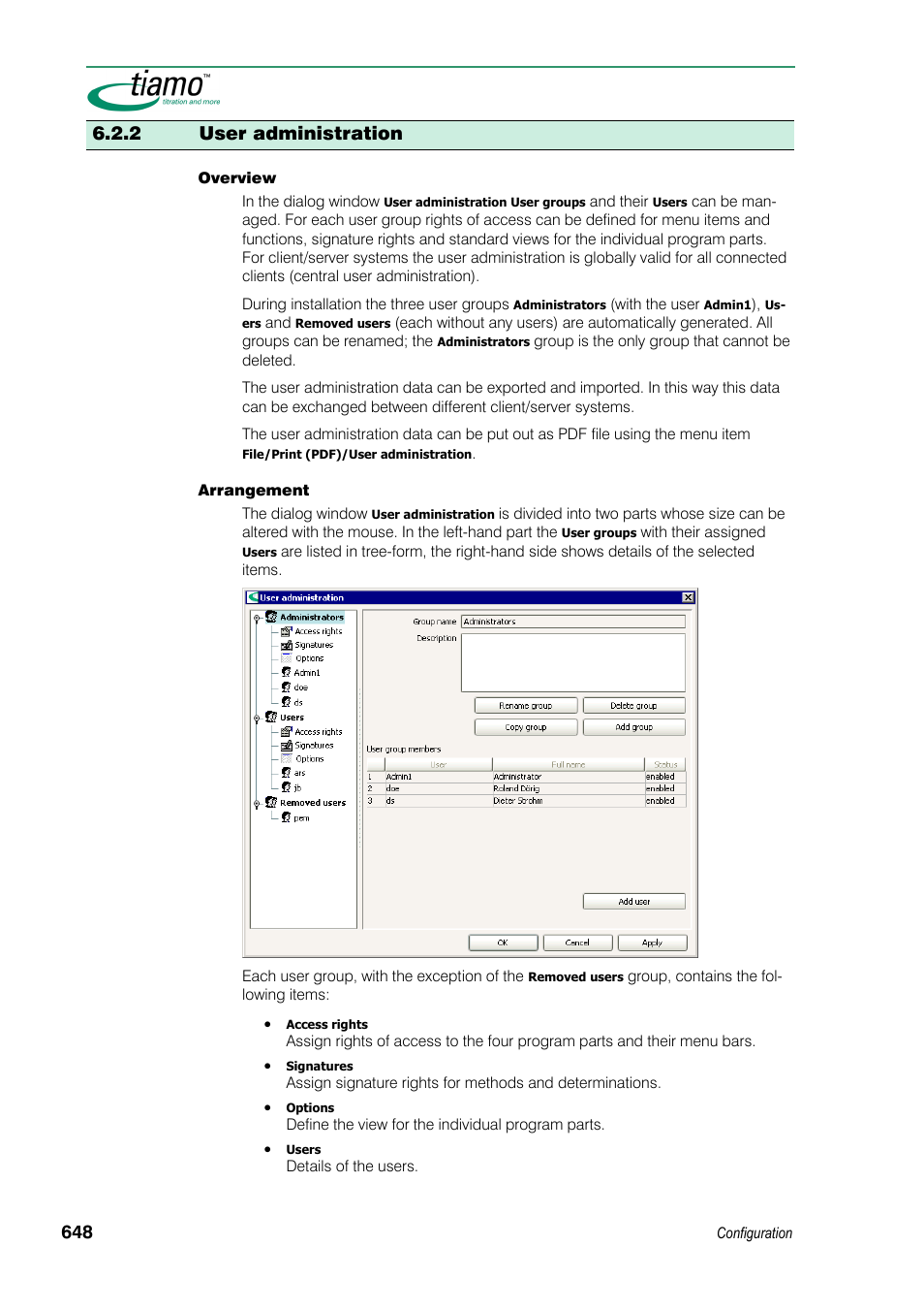 2 user administration | Metrohm tiamo 1.3 Manual User Manual | Page 674 / 893