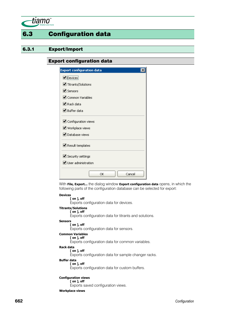 3 configuration data, 1 export/import, Export configuration data | 1 export/import export configuration data | Metrohm tiamo 1.3 Manual User Manual | Page 688 / 893