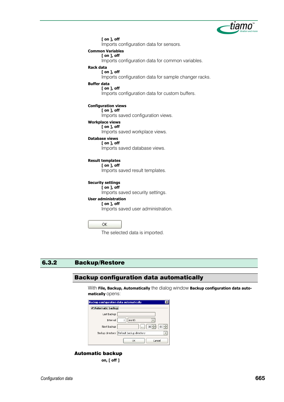 2 backup/restore, Backup configuration data automatically | Metrohm tiamo 1.3 Manual User Manual | Page 691 / 893