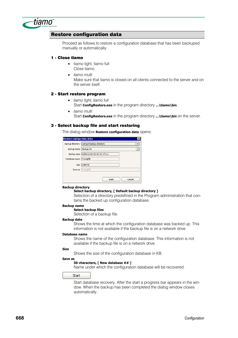 Restore configuration data | Metrohm tiamo 1.3 Manual User Manual | Page 694 / 893