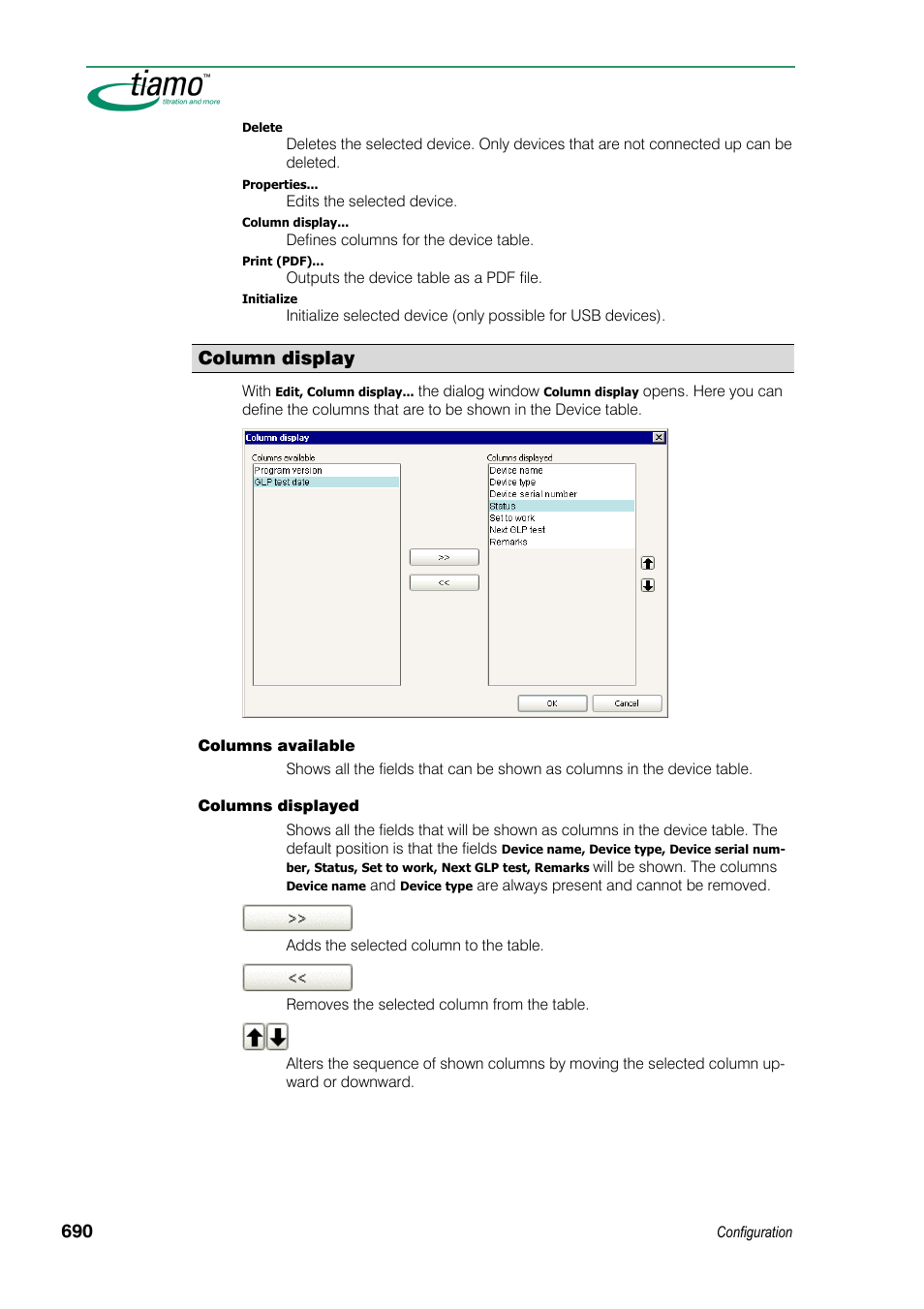 Column display | Metrohm tiamo 1.3 Manual User Manual | Page 716 / 893