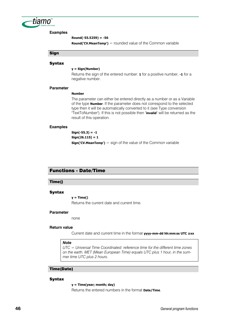 Functions - date/time | Metrohm tiamo 1.3 Manual User Manual | Page 72 / 893