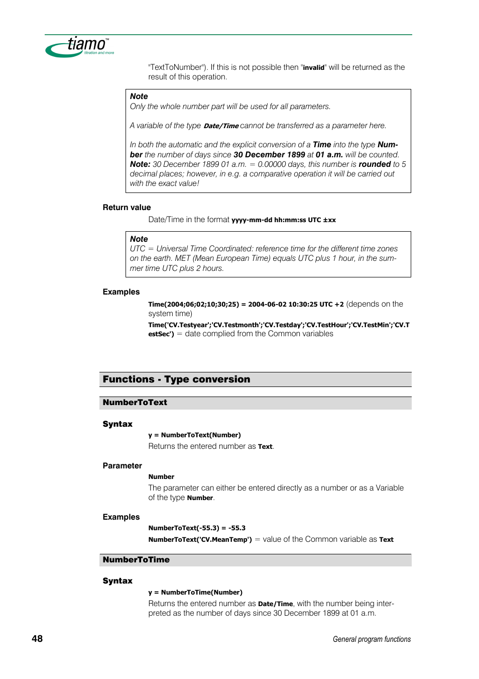 Functions - type conversion | Metrohm tiamo 1.3 Manual User Manual | Page 74 / 893