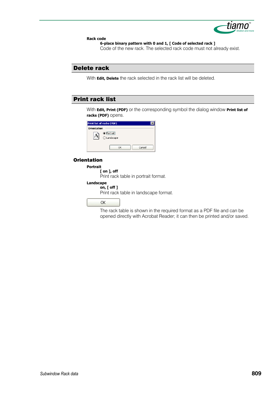 Delete rack, Print rack list | Metrohm tiamo 1.3 Manual User Manual | Page 835 / 893