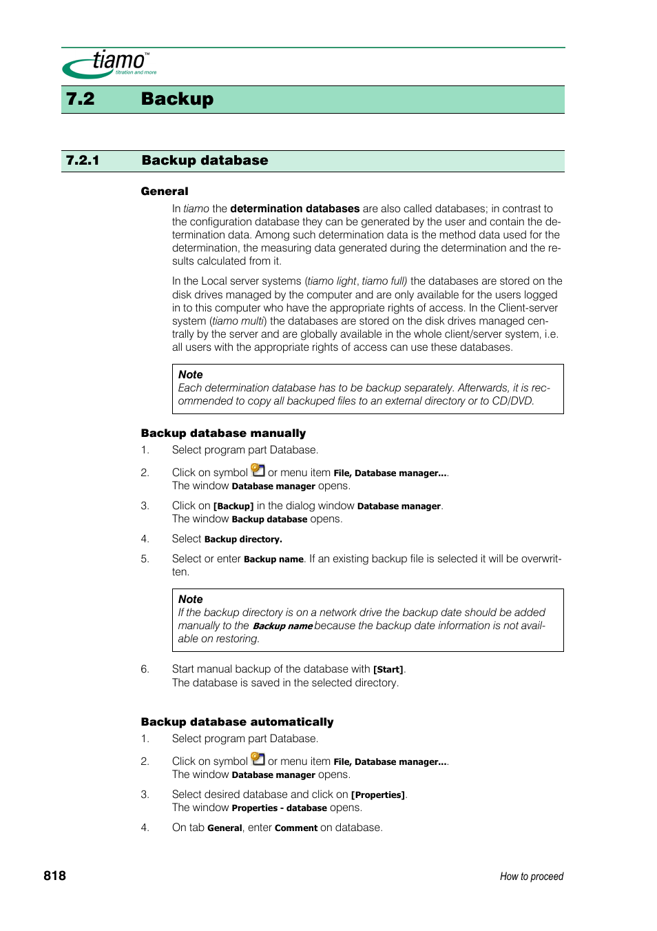 2 backup, 1 backup database | Metrohm tiamo 1.3 Manual User Manual | Page 844 / 893