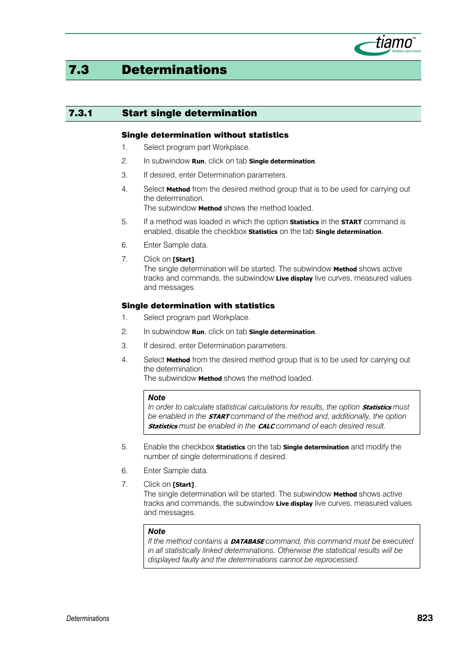 3 determinations, 1 start single determination | Metrohm tiamo 1.3 Manual User Manual | Page 849 / 893