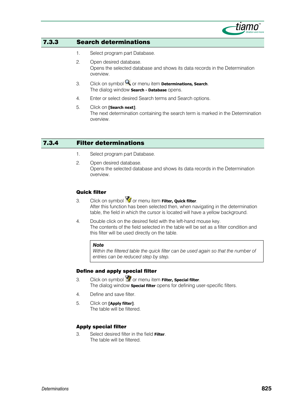 3 search determinations, 4 filter determinations | Metrohm tiamo 1.3 Manual User Manual | Page 851 / 893