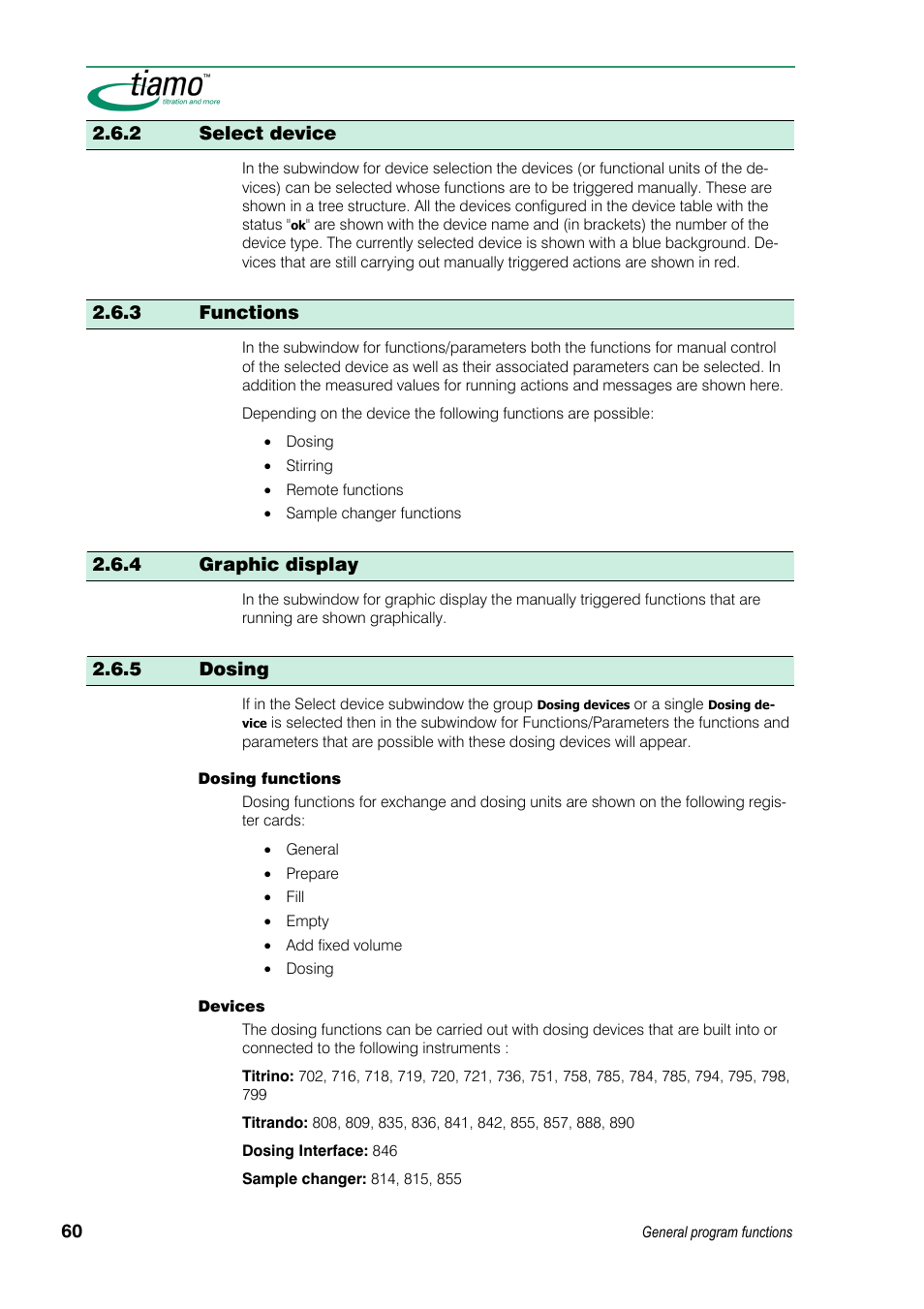 2 select device, 3 functions, 4 graphic display | 5 dosing | Metrohm tiamo 1.3 Manual User Manual | Page 86 / 893