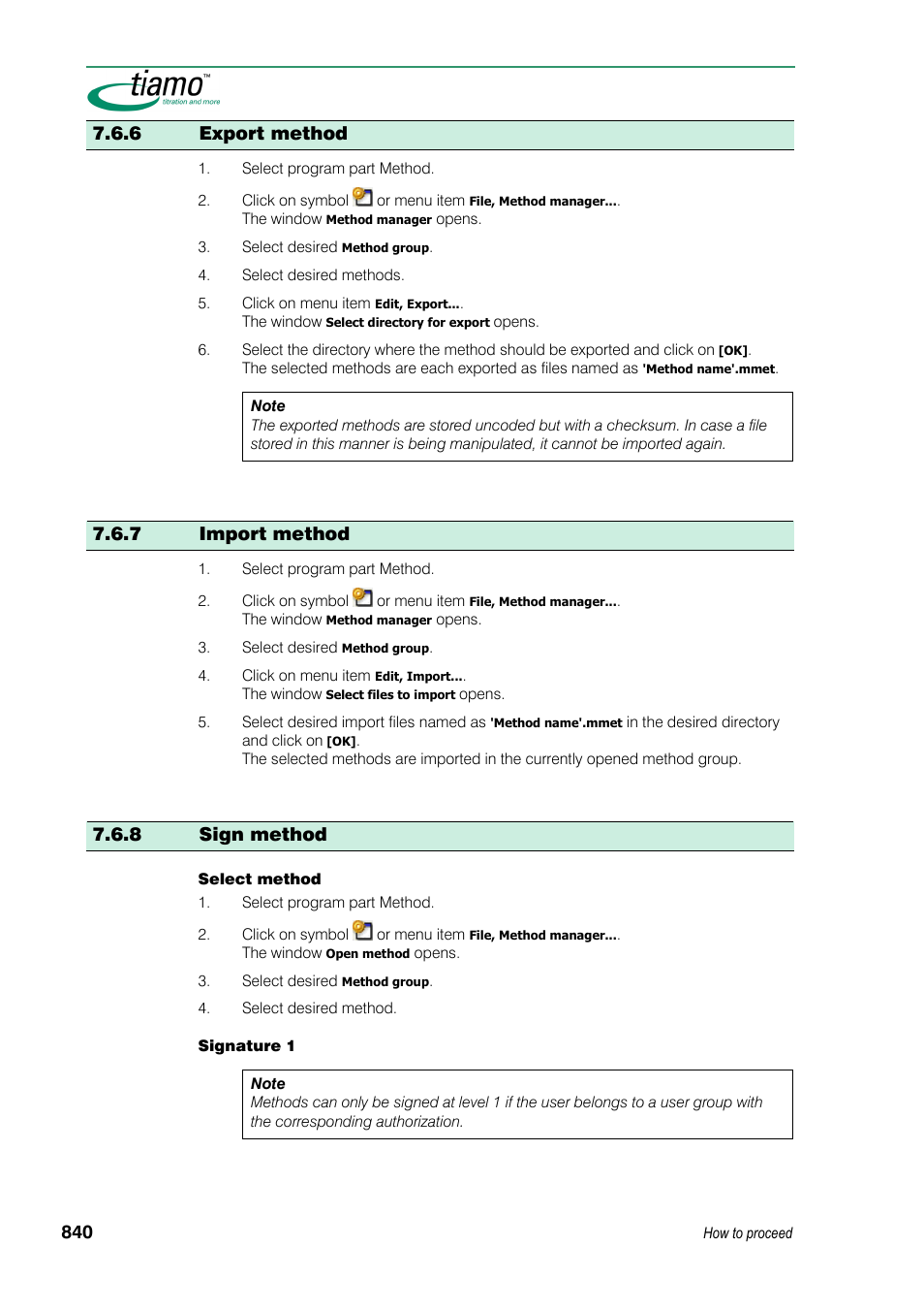 6 export method, 7 import method, 8 sign method | Metrohm tiamo 1.3 Manual User Manual | Page 866 / 893