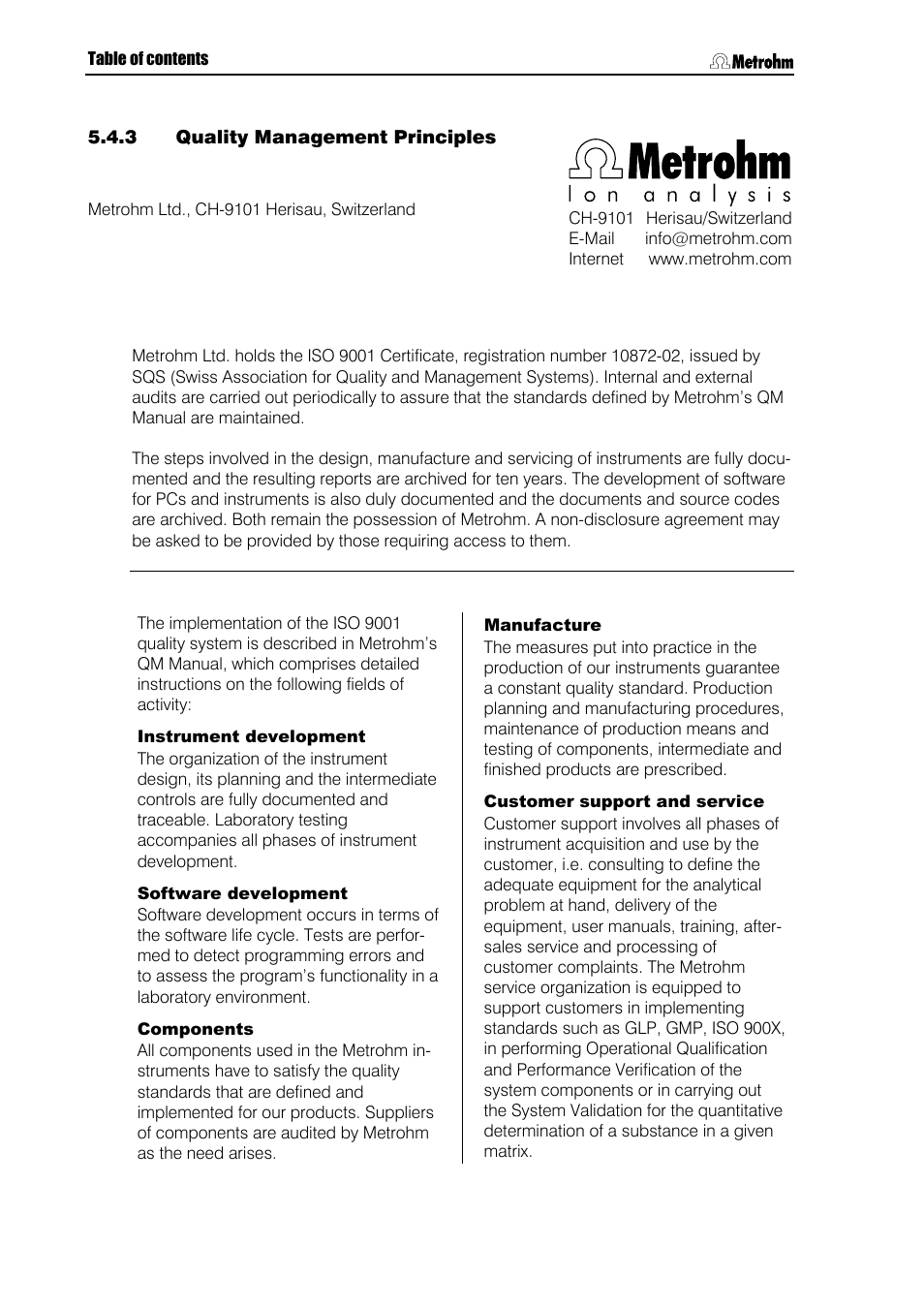 3 quality management principles, Quality management principles | Metrohm 844 UV/VIS Compact IC User Manual | Page 126 / 131
