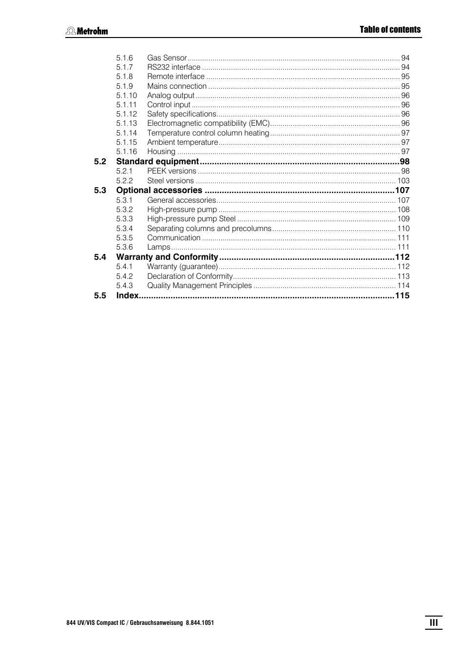 Metrohm 844 UV/VIS Compact IC User Manual | Page 7 / 131