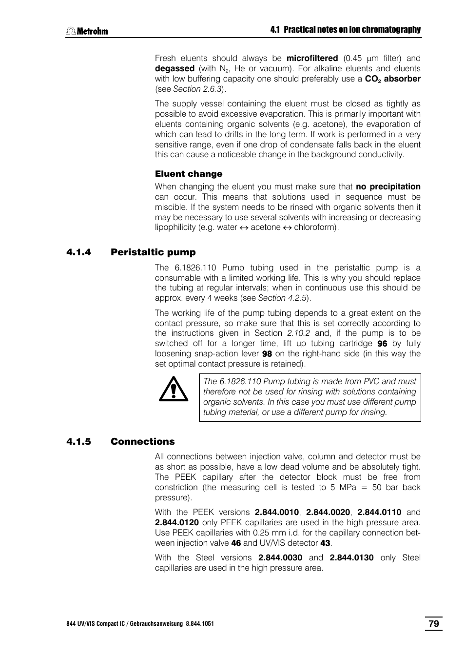 Peristaltic pump, Connections | Metrohm 844 UV/VIS Compact IC User Manual | Page 91 / 131