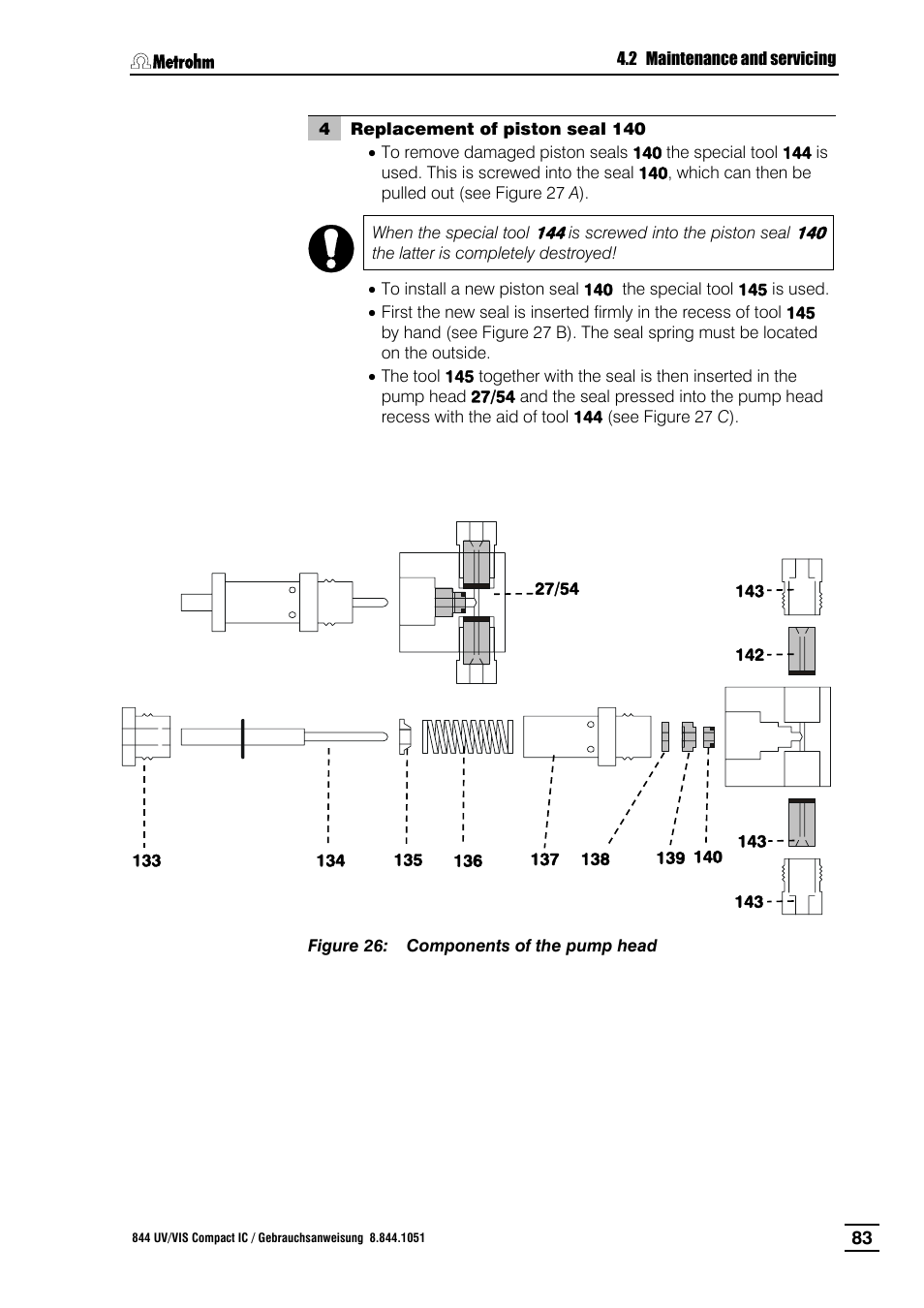 Figure 26, Components of the pump head | Metrohm 844 UV/VIS Compact IC User Manual | Page 95 / 131