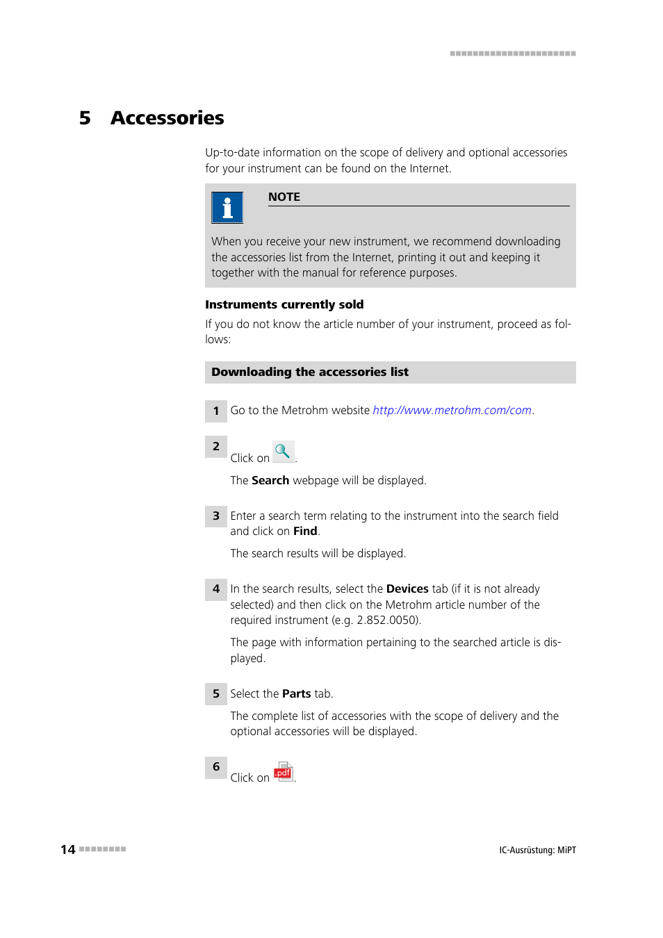 5 accessories | Metrohm MiPT User Manual | Page 20 / 22