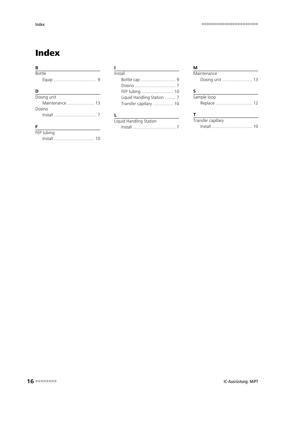 Index | Metrohm MiPT User Manual | Page 22 / 22
