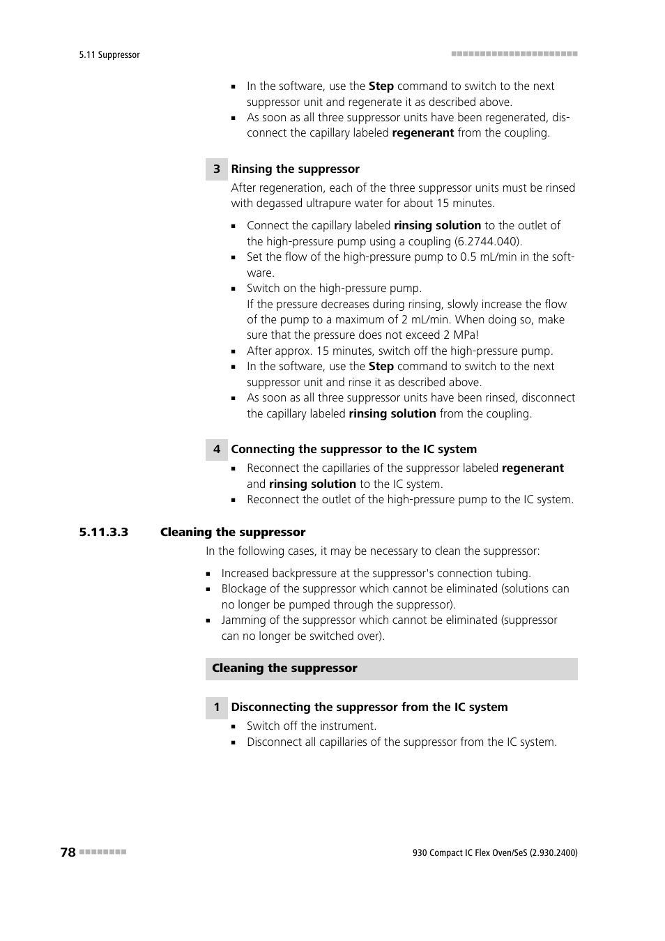 3 cleaning the suppressor | Metrohm 930 Compact IC Flex Oven/SeS User Manual | Page 86 / 111