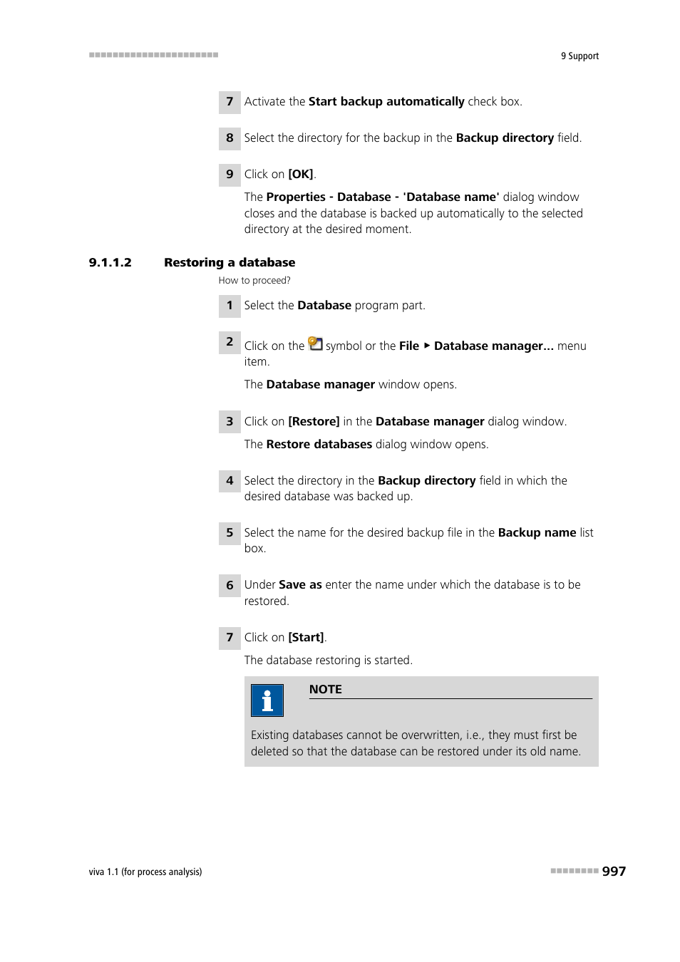 2 restoring a database | Metrohm viva 1.1 (ProLab) User Manual | Page 1009 / 1085