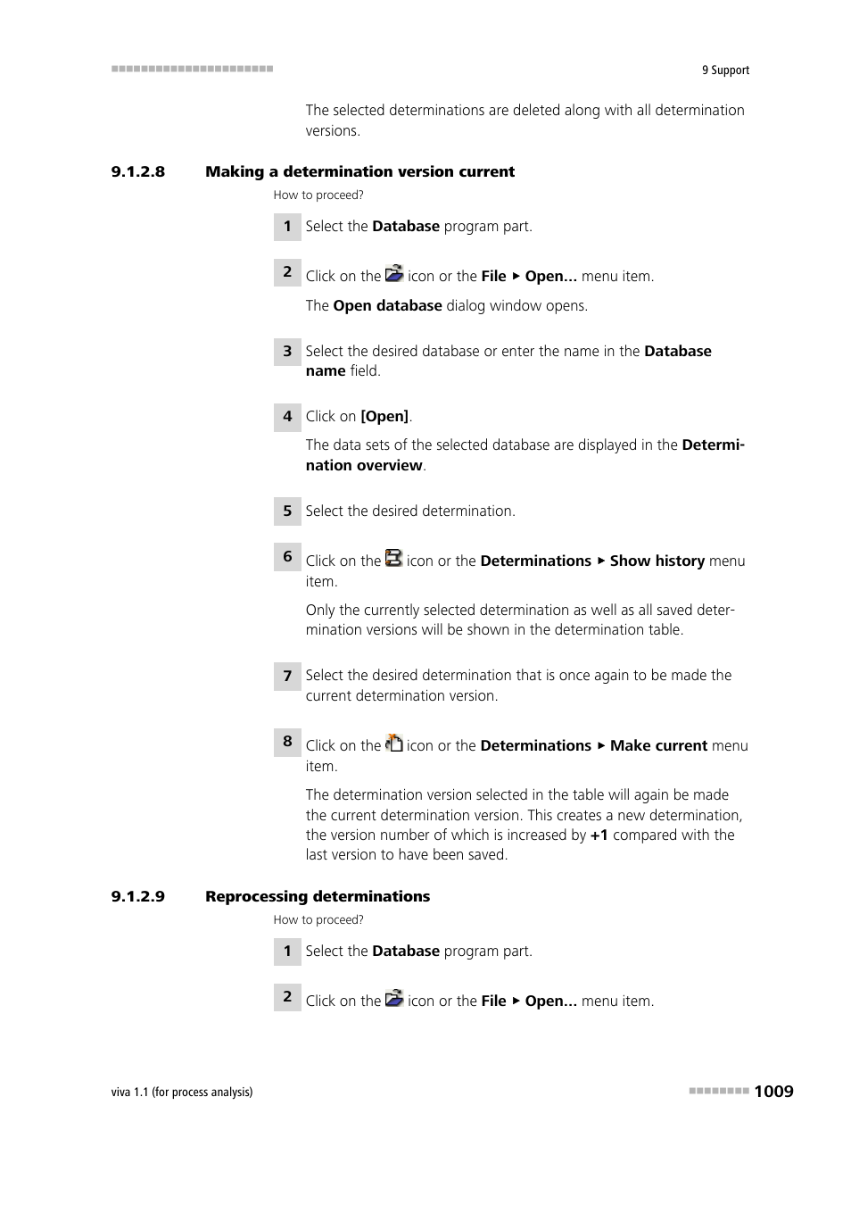 8 making a determination version current, 9 reprocessing determinations | Metrohm viva 1.1 (ProLab) User Manual | Page 1021 / 1085