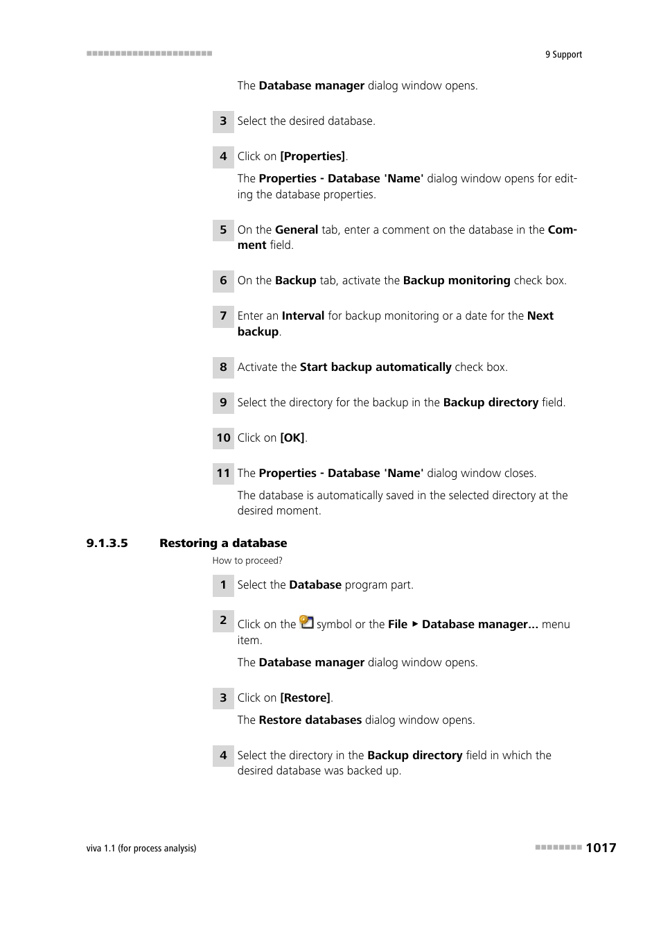 5 restoring a database | Metrohm viva 1.1 (ProLab) User Manual | Page 1029 / 1085