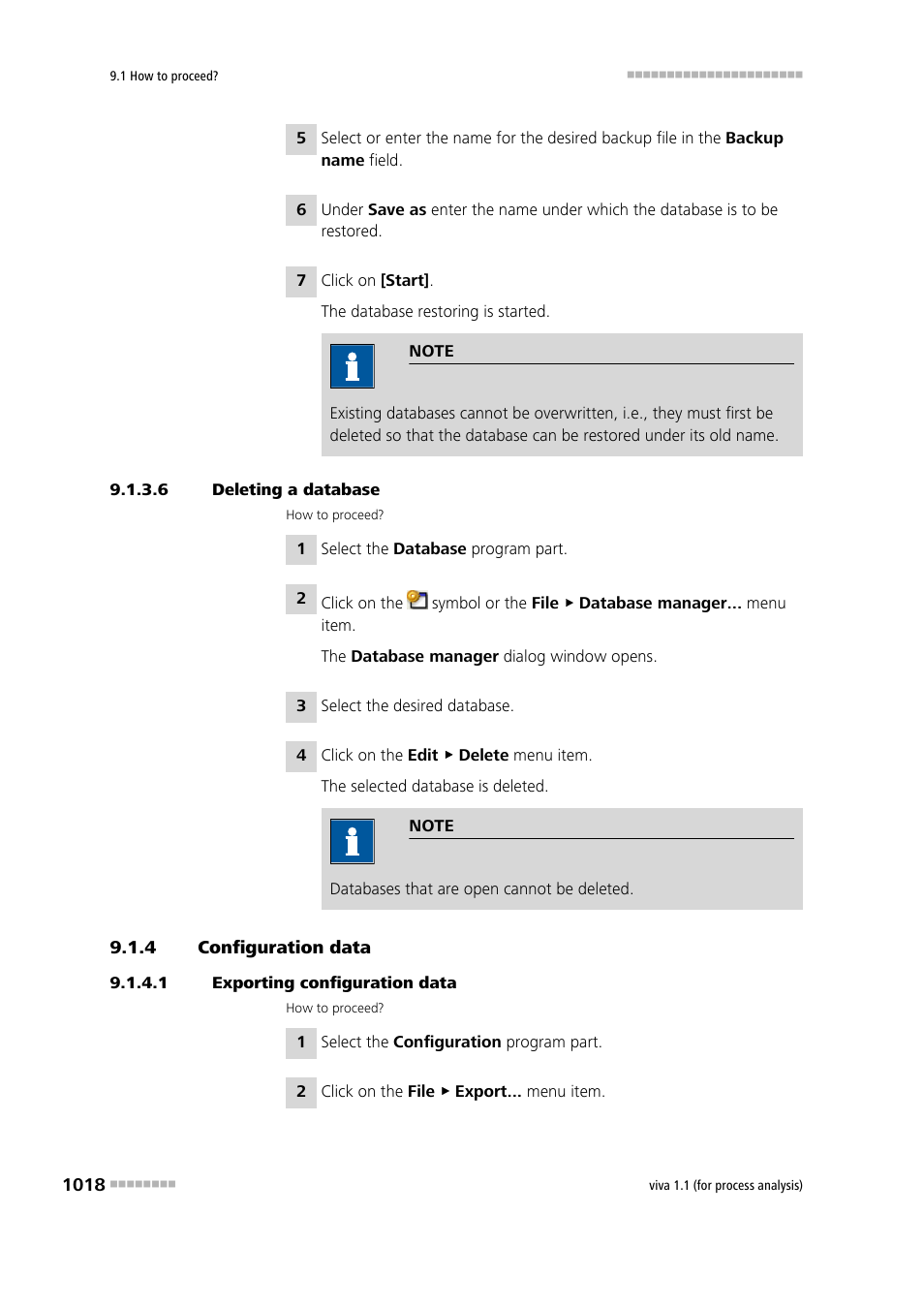 6 deleting a database, 4 configuration data, 1 exporting configuration data | Configuration data 8 | Metrohm viva 1.1 (ProLab) User Manual | Page 1030 / 1085