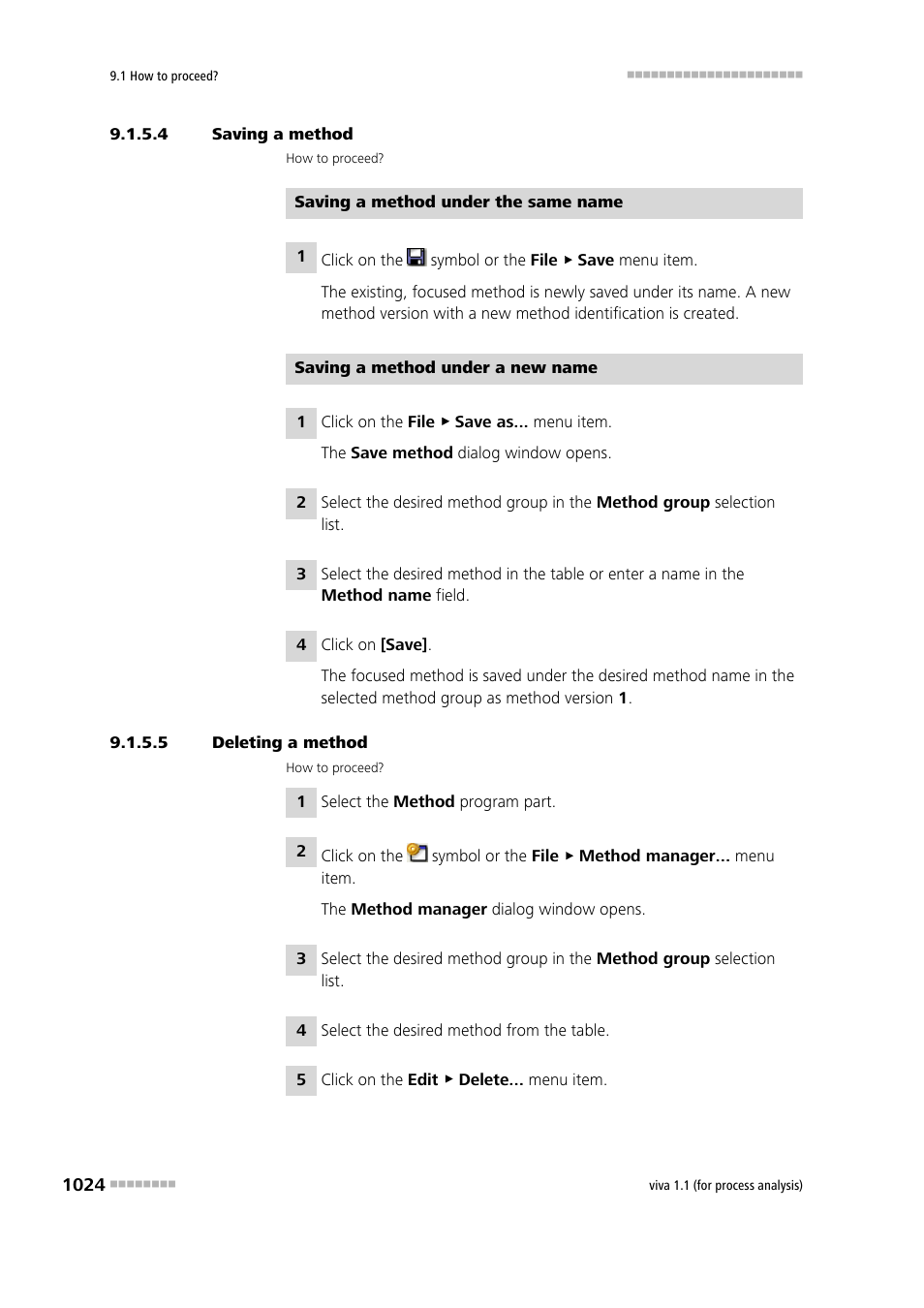 4 saving a method, 5 deleting a method | Metrohm viva 1.1 (ProLab) User Manual | Page 1036 / 1085