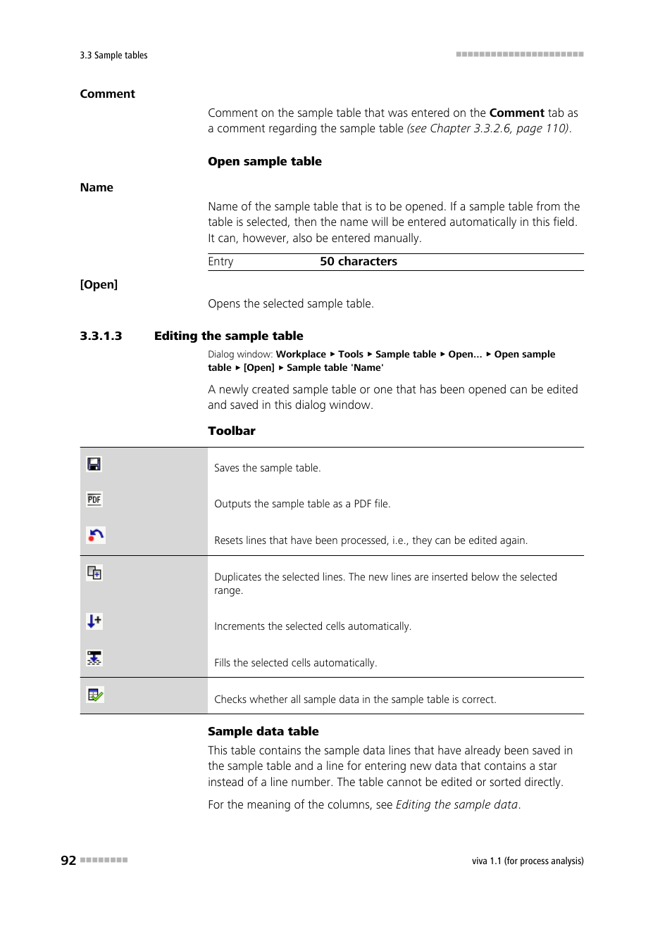 3 editing the sample table, Editing a sample table | Metrohm viva 1.1 (ProLab) User Manual | Page 104 / 1085