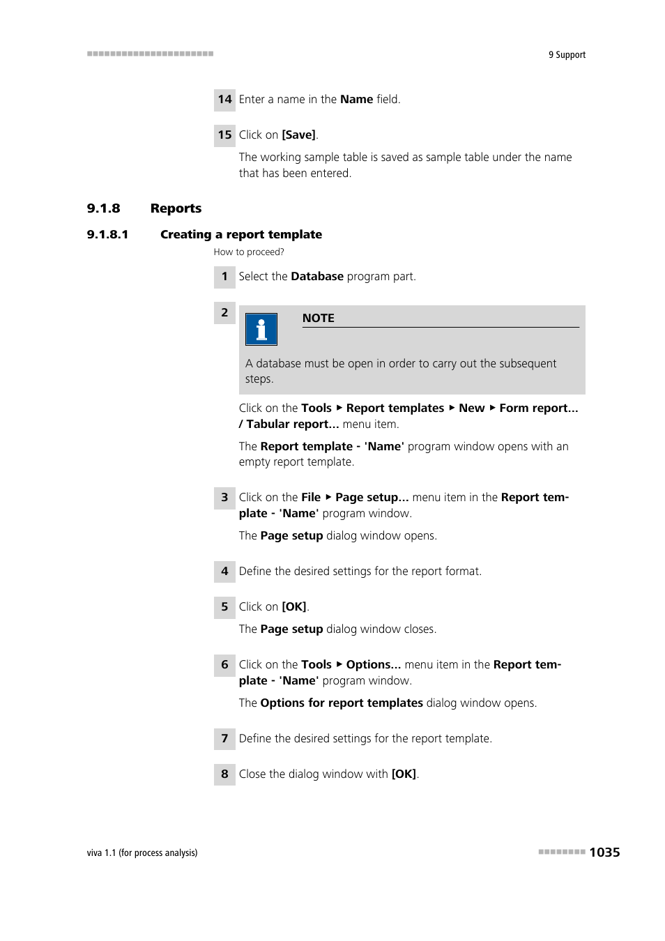 8 reports, 1 creating a report template, Reports 5 | Metrohm viva 1.1 (ProLab) User Manual | Page 1047 / 1085