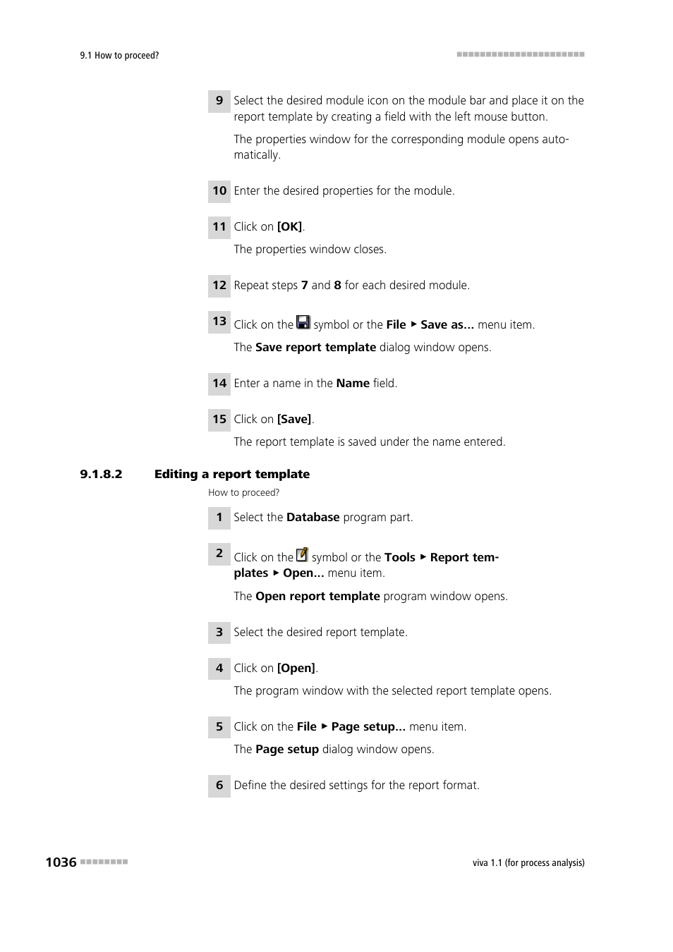 2 editing a report template | Metrohm viva 1.1 (ProLab) User Manual | Page 1048 / 1085