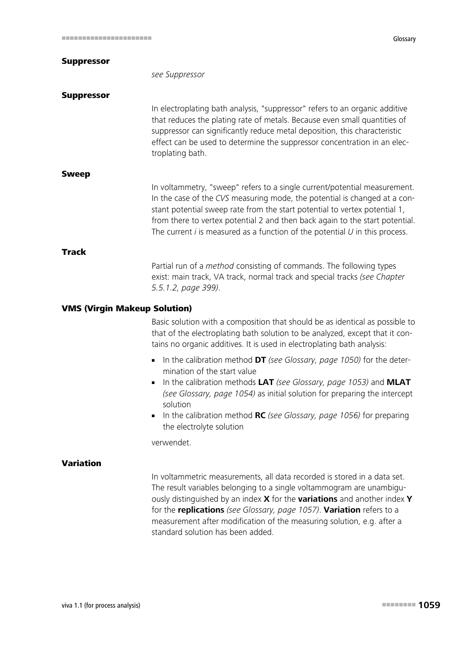 Suppressor and, Suppressor . it is used in electroplat, Suppressor | See track, Ment. a method consists of tracks | Metrohm viva 1.1 (ProLab) User Manual | Page 1071 / 1085