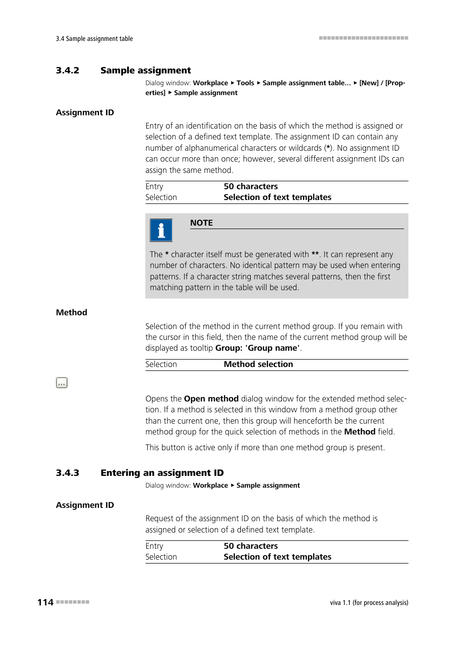 2 sample assignment, 3 entering an assignment id, Sample assignment | Entering an assignment id | Metrohm viva 1.1 (ProLab) User Manual | Page 126 / 1085