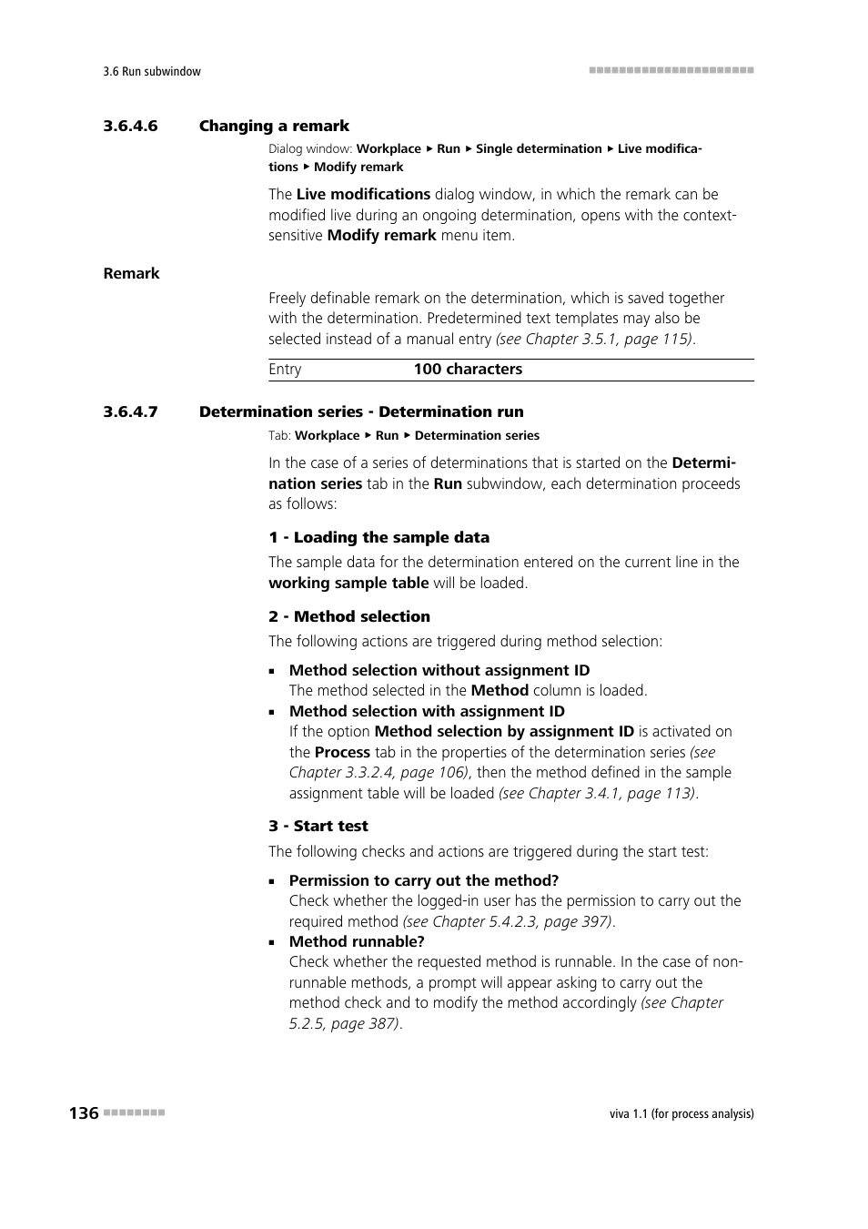 6 changing a remark, 7 determination series - determination run | Metrohm viva 1.1 (ProLab) User Manual | Page 148 / 1085