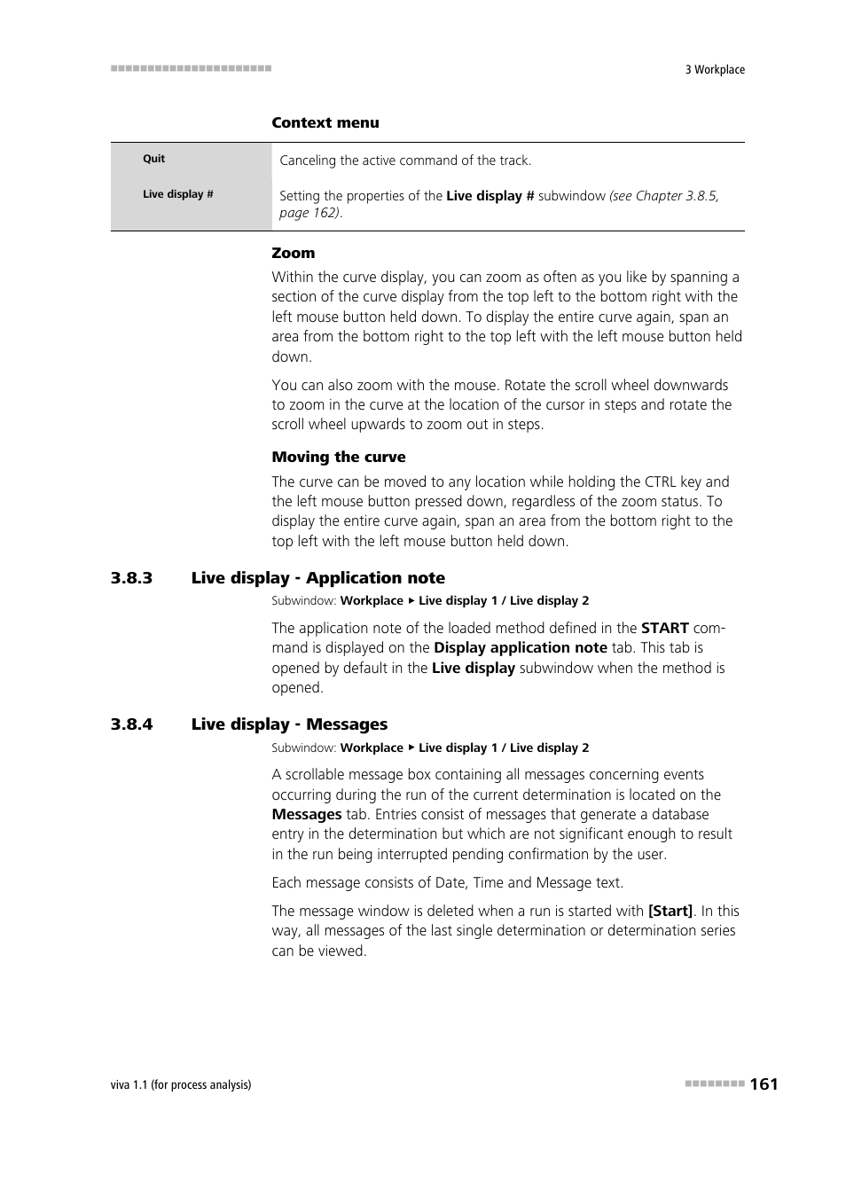 3 live display - application note, 4 live display - messages, Live display - application note | Live display - messages | Metrohm viva 1.1 (ProLab) User Manual | Page 173 / 1085