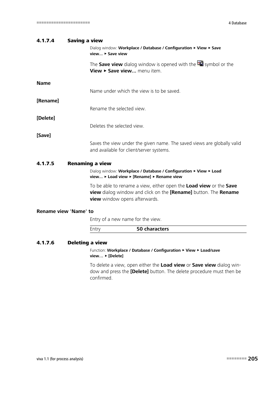 4 saving a view, 5 renaming a view, 6 deleting a view | Metrohm viva 1.1 (ProLab) User Manual | Page 217 / 1085