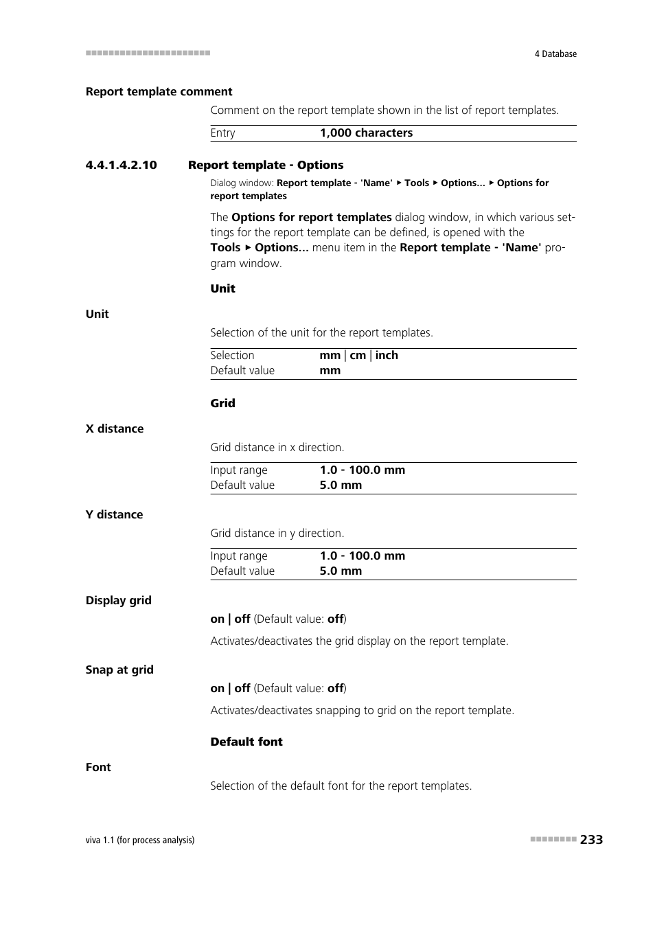 10 report template - options, Defining options for report templates | Metrohm viva 1.1 (ProLab) User Manual | Page 245 / 1085