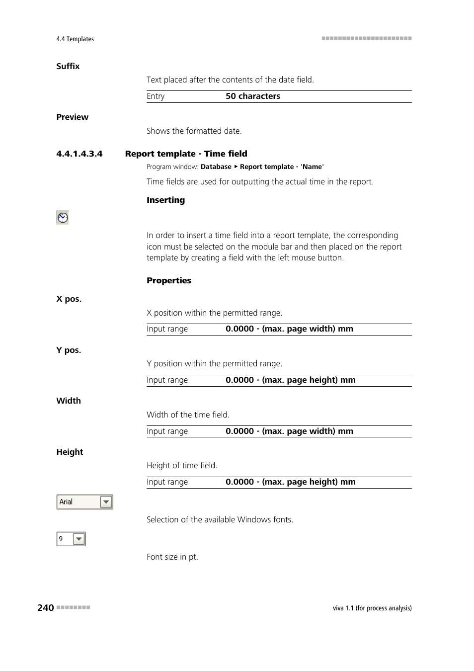 4 report template - time field, Time | Metrohm viva 1.1 (ProLab) User Manual | Page 252 / 1085