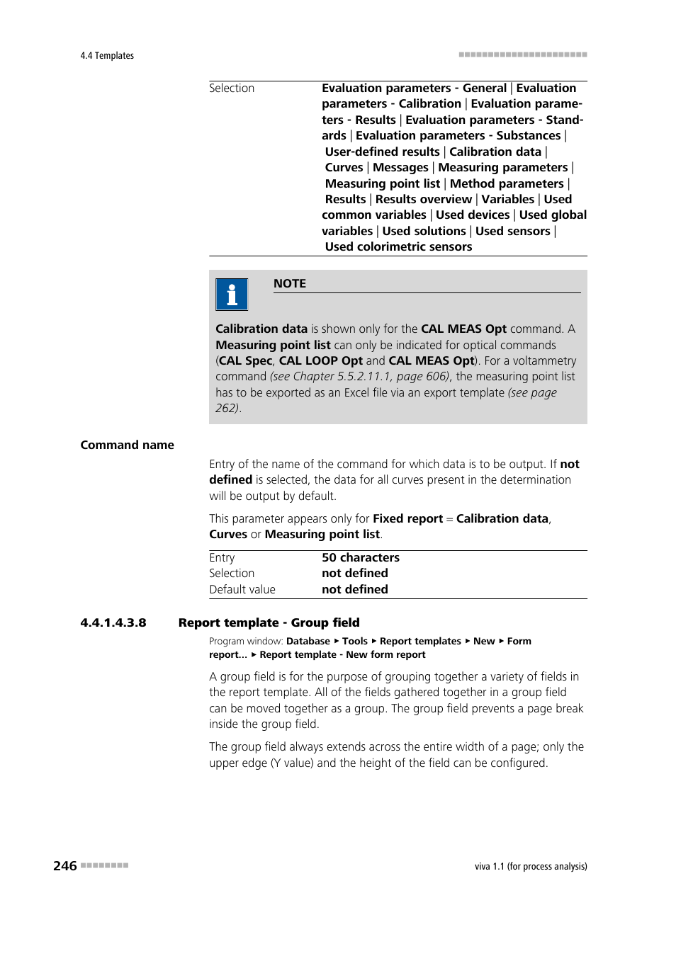 8 report template - group field, Group | Metrohm viva 1.1 (ProLab) User Manual | Page 258 / 1085