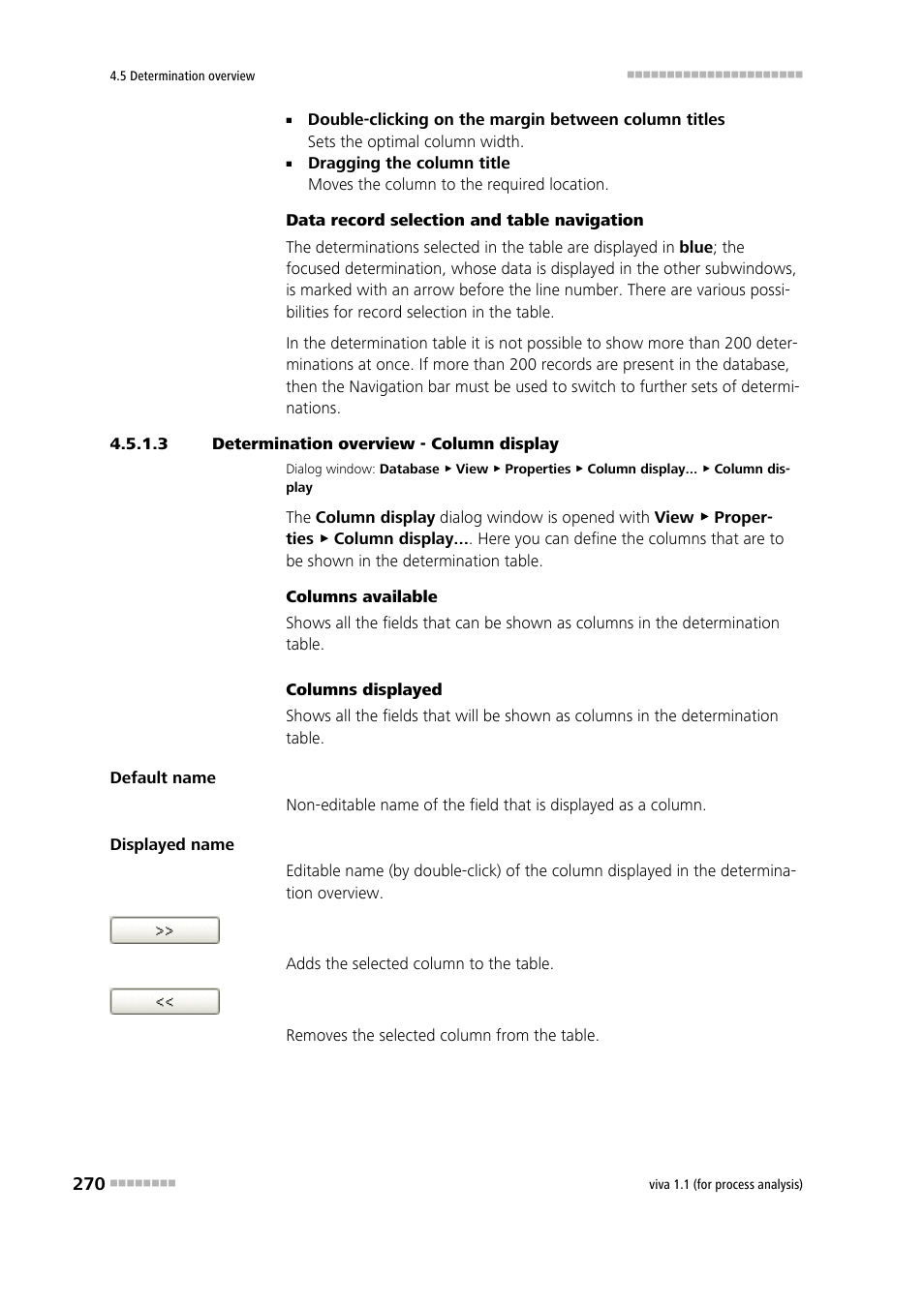 3 determination overview - column display | Metrohm viva 1.1 (ProLab) User Manual | Page 282 / 1085