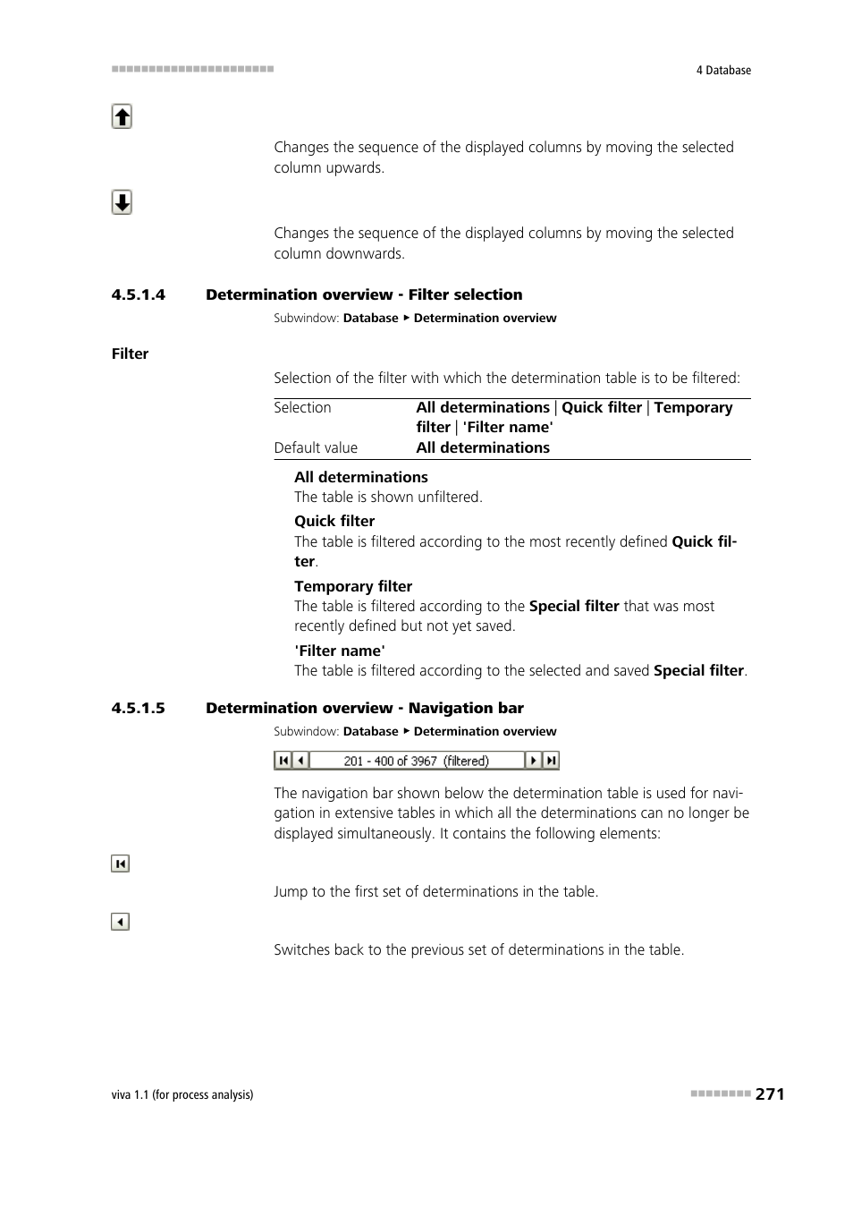 4 determination overview - filter selection, 5 determination overview - navigation bar | Metrohm viva 1.1 (ProLab) User Manual | Page 283 / 1085