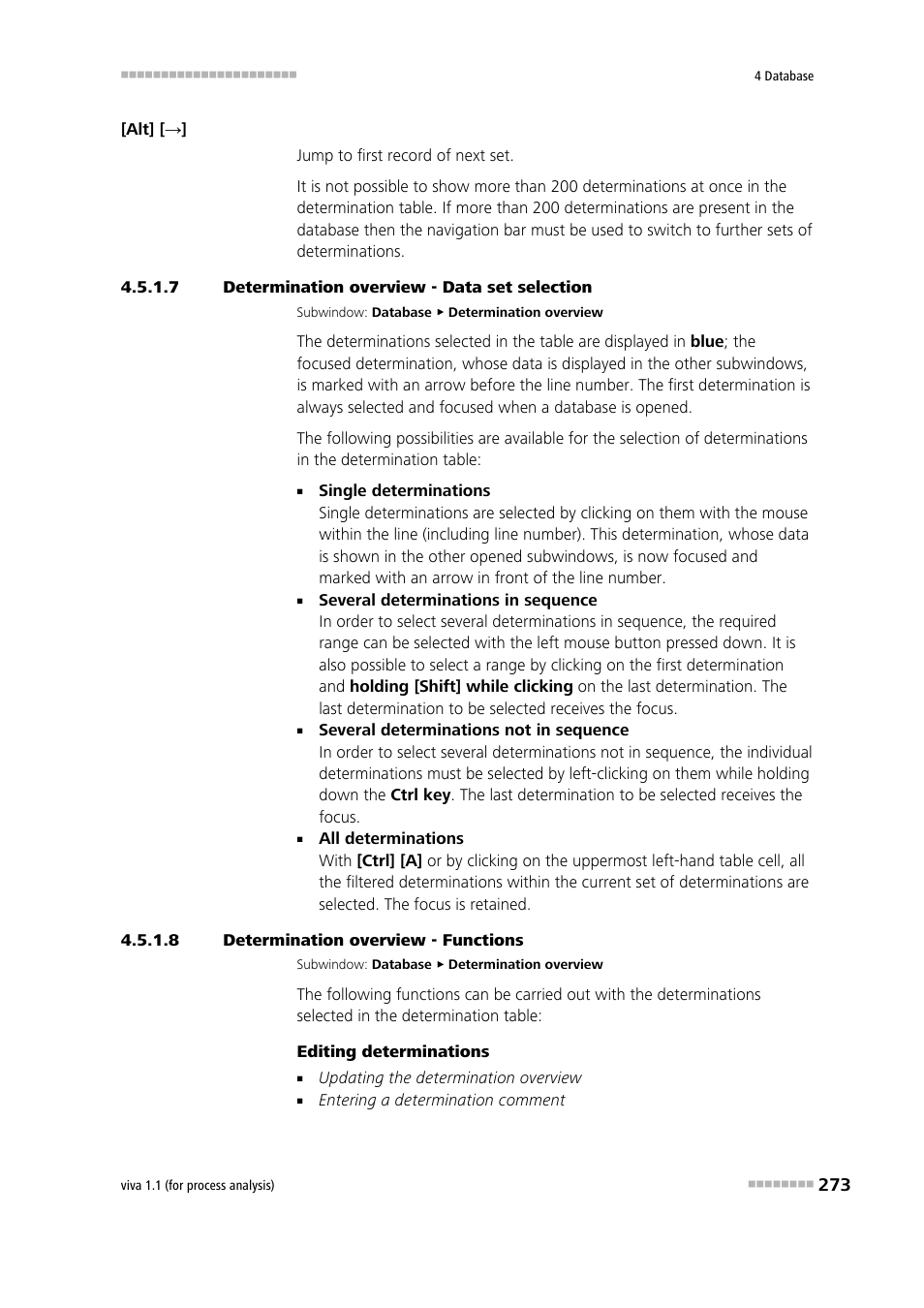 7 determination overview - data set selection, 8 determination overview - functions | Metrohm viva 1.1 (ProLab) User Manual | Page 285 / 1085