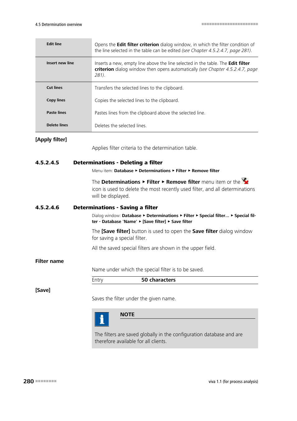 5 determinations - deleting a filter, 6 determinations - saving a filter, Remove filter | Metrohm viva 1.1 (ProLab) User Manual | Page 292 / 1085