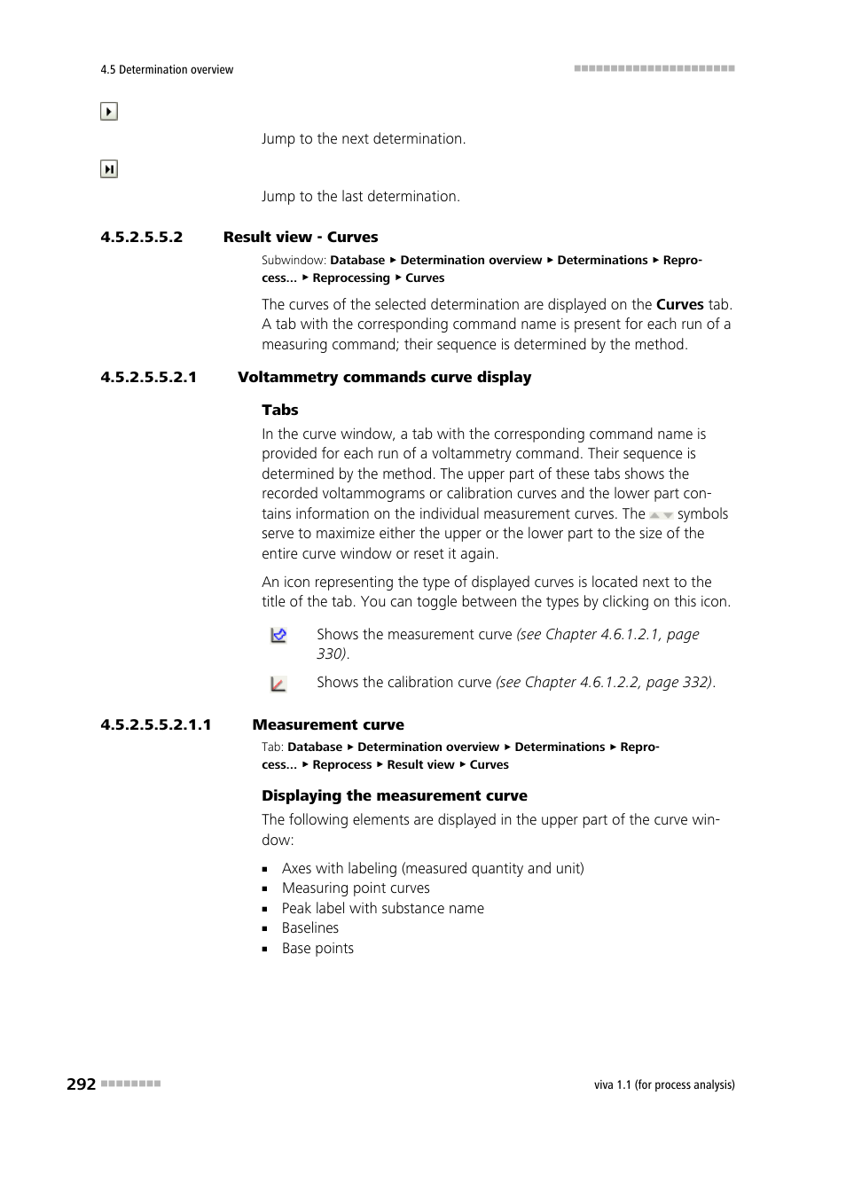 2 result view - curves, 1 voltammetry commands curve display, 1 measurement curve | Curves | Metrohm viva 1.1 (ProLab) User Manual | Page 304 / 1085