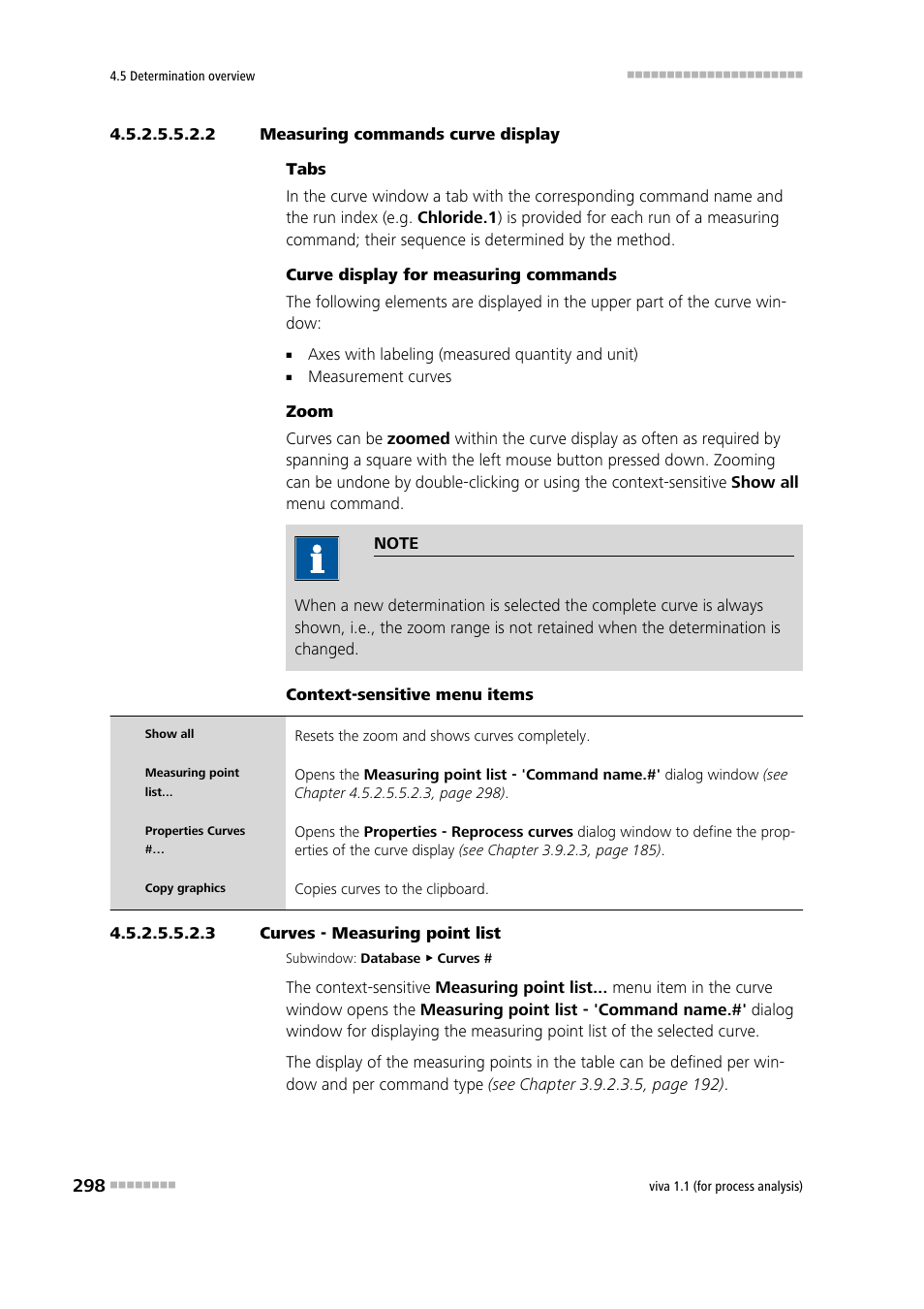 2 measuring commands curve display, 3 curves - measuring point list | Metrohm viva 1.1 (ProLab) User Manual | Page 310 / 1085