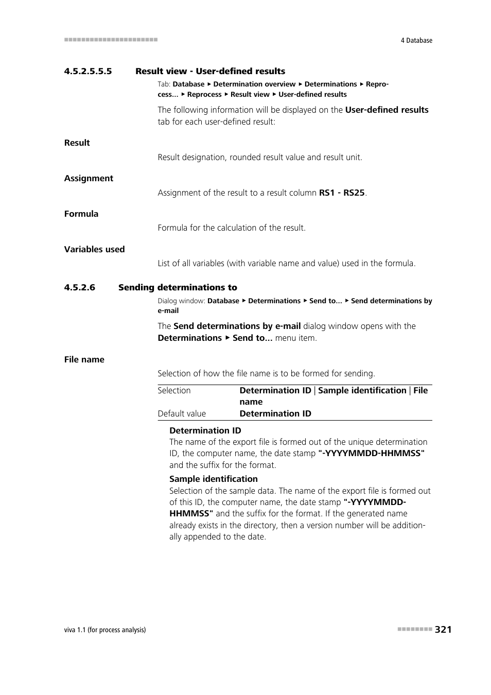 5 result view - user-defined results, 6 sending determinations to, Sending determinations to | User-defined results | Metrohm viva 1.1 (ProLab) User Manual | Page 333 / 1085