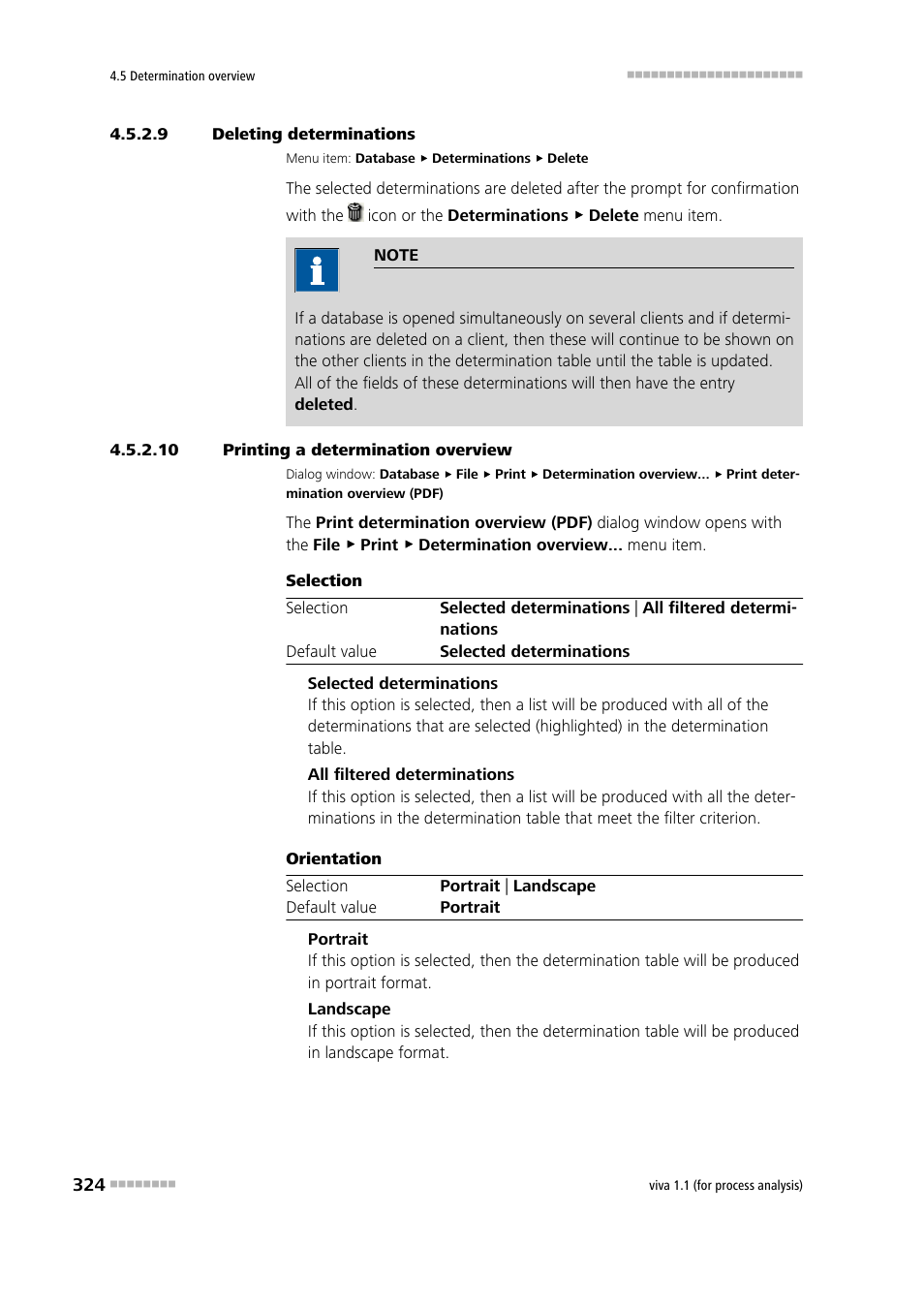 9 deleting determinations, 10 printing a determination overview, Deleting determinations | Printing a determination overview | Metrohm viva 1.1 (ProLab) User Manual | Page 336 / 1085