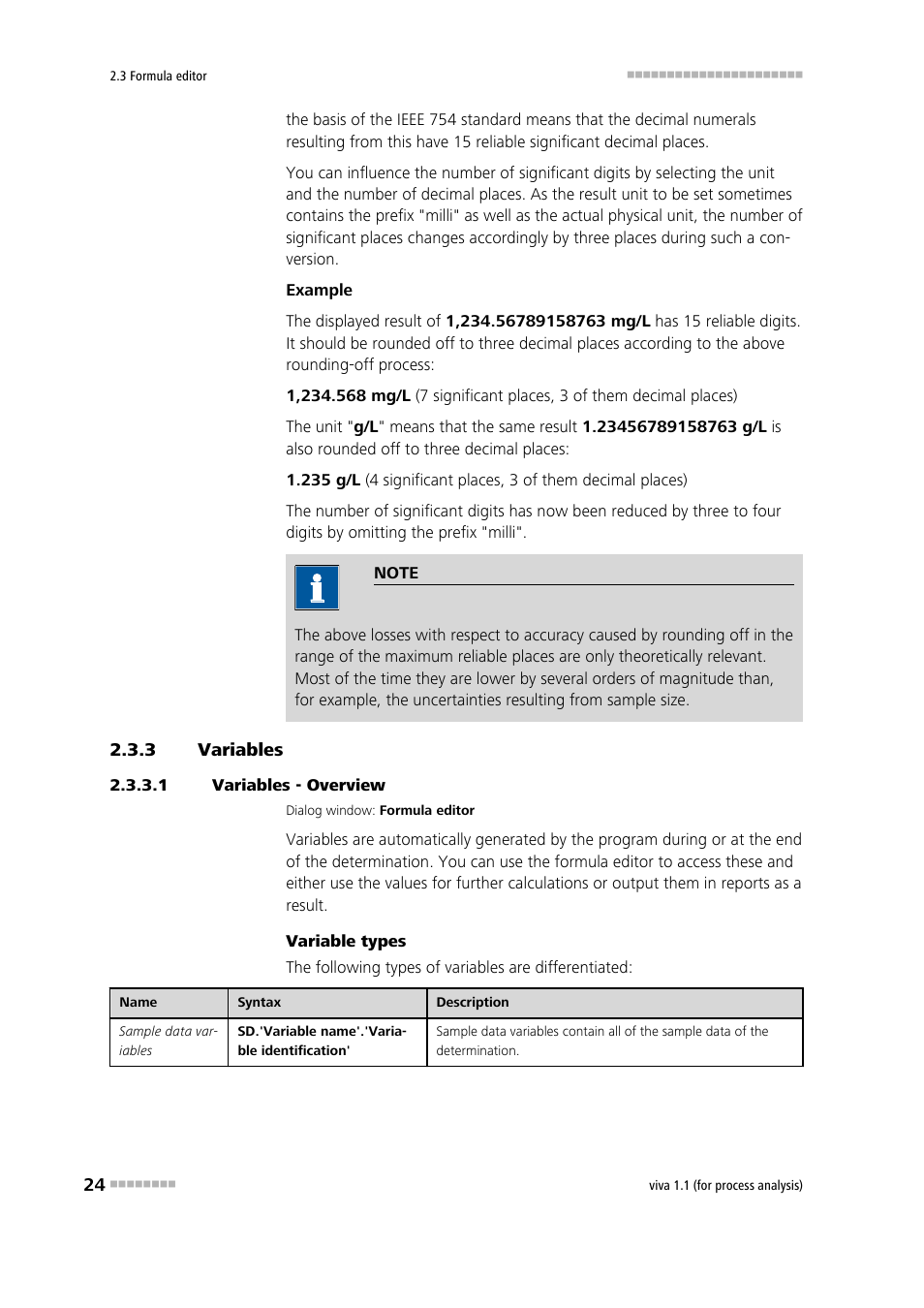 3 variables, 1 variables - overview, Variables | Metrohm viva 1.1 (ProLab) User Manual | Page 36 / 1085
