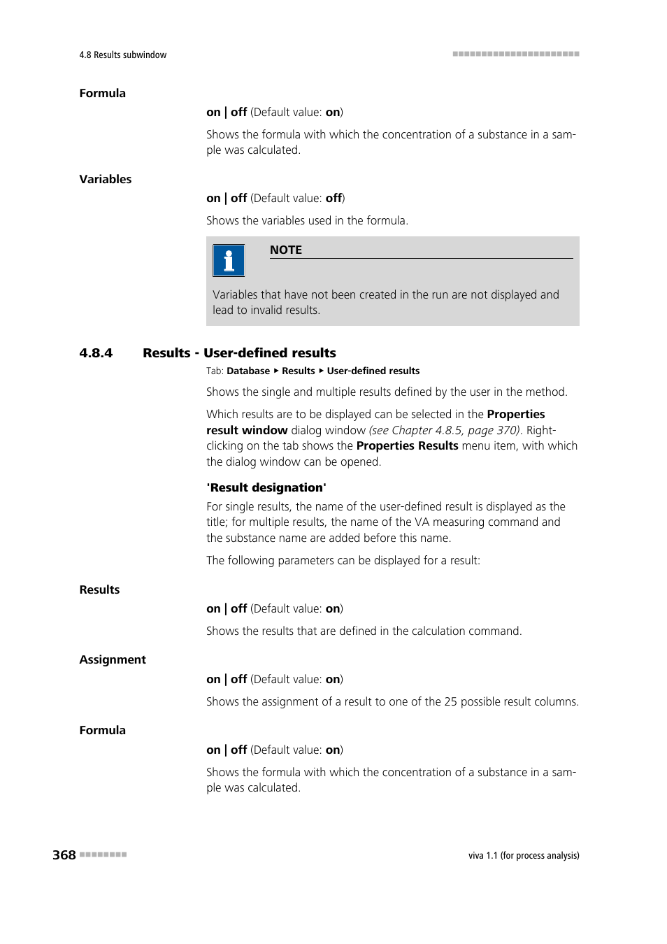 4 results - user-defined results, Results - user-defined results | Metrohm viva 1.1 (ProLab) User Manual | Page 380 / 1085