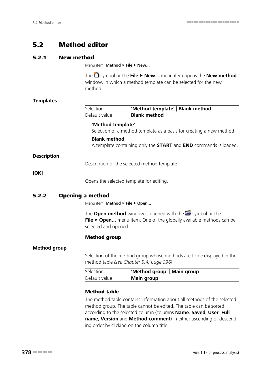 2 method editor, 1 new method, 2 opening a method | Method editor, New method, Opening a method, Creating a new method | Metrohm viva 1.1 (ProLab) User Manual | Page 390 / 1085