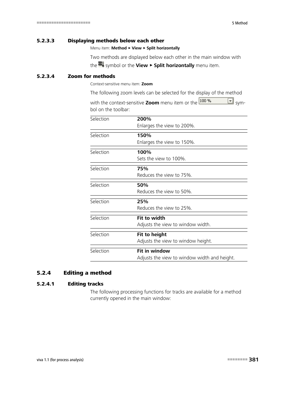 3 displaying methods below each other, 4 zoom for methods, 4 editing a method | 1 editing tracks, Editing a method | Metrohm viva 1.1 (ProLab) User Manual | Page 393 / 1085