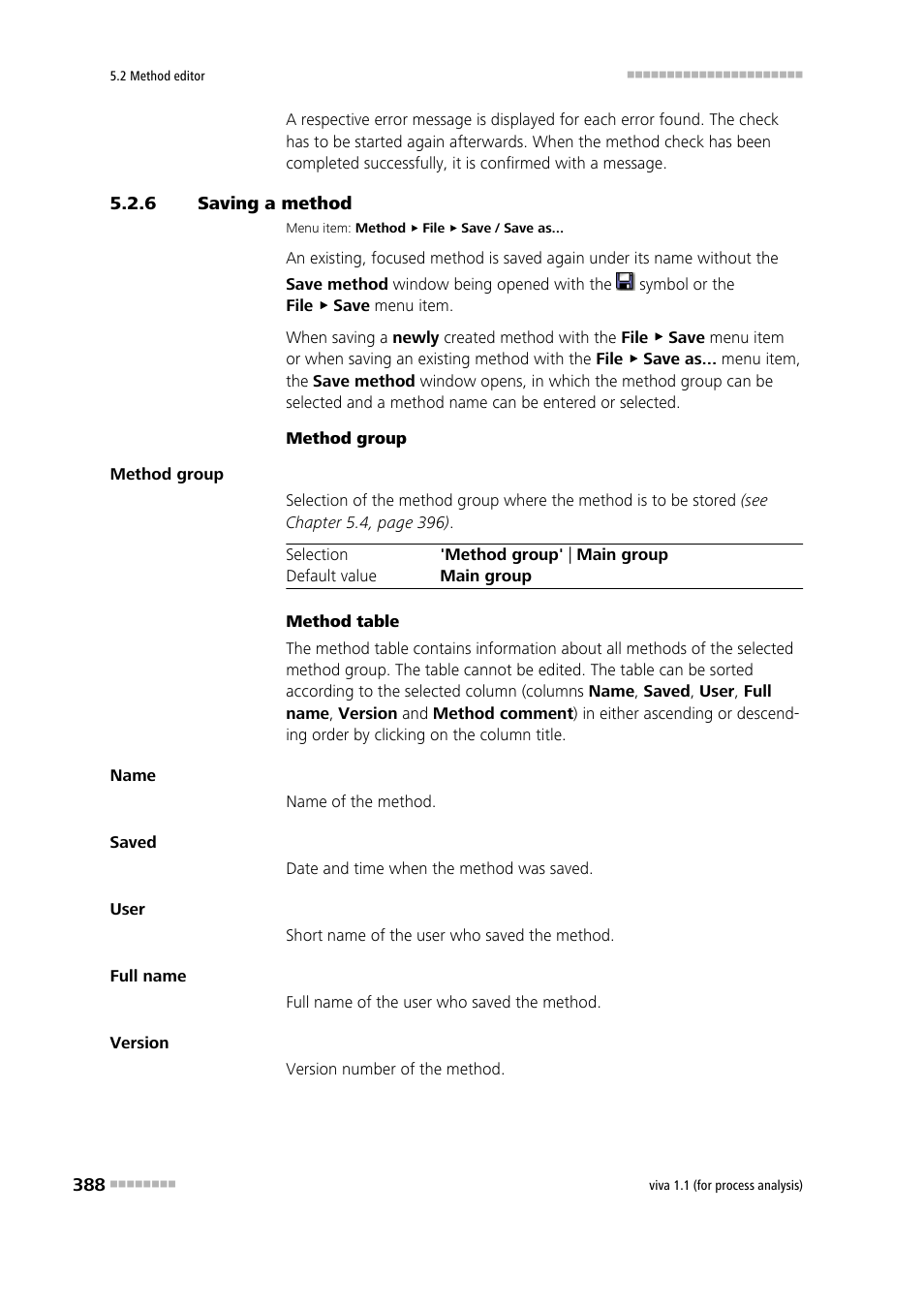 6 saving a method, Saving a method | Metrohm viva 1.1 (ProLab) User Manual | Page 400 / 1085